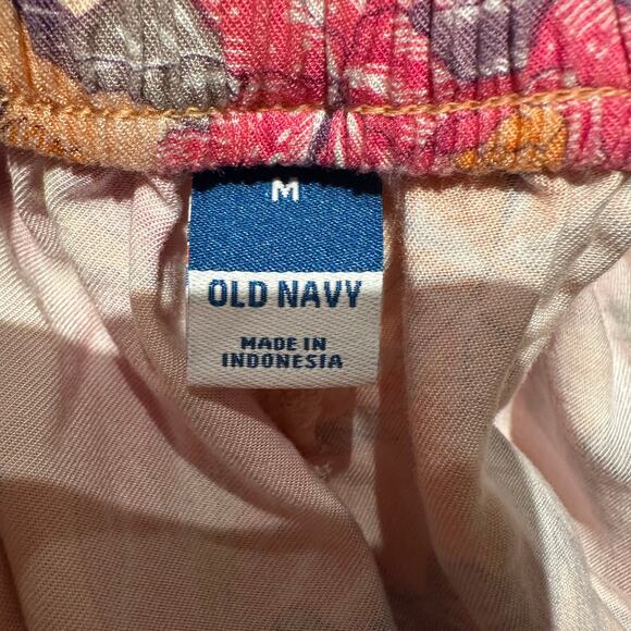 Old Navy Size Medium Floral Tropical Palazzo Dress Pant Ankle Capri - Picture 3 of 8